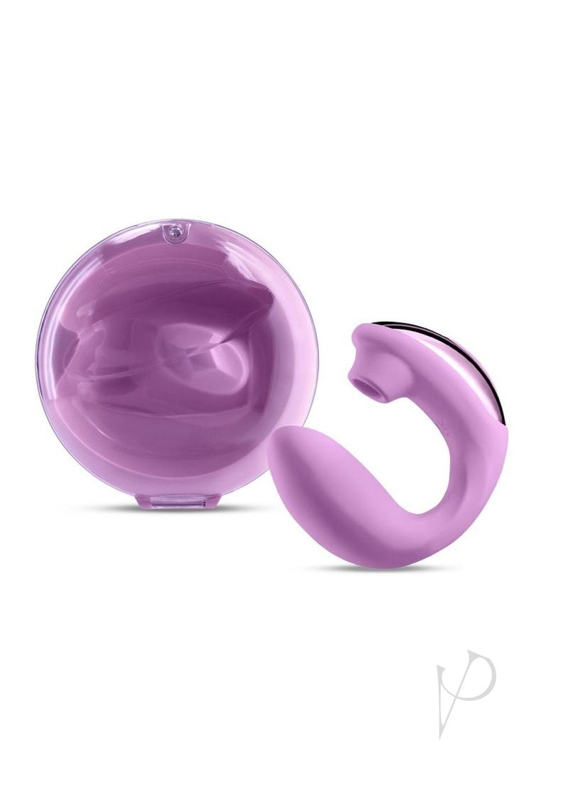 Desire Euphoria Dual End Vibrator with Air Pulse Clitoral Stimulation - Magenta/Purple