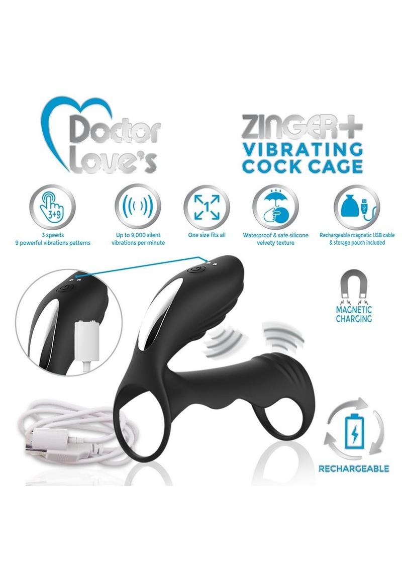 Doctor Love's Zinger Plus Silicone Rechargeable Vibrating Cock Cage