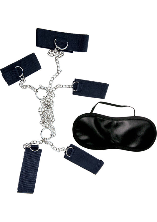 Dominant Submissive 4 Cuffs and Collar - Black - Set
