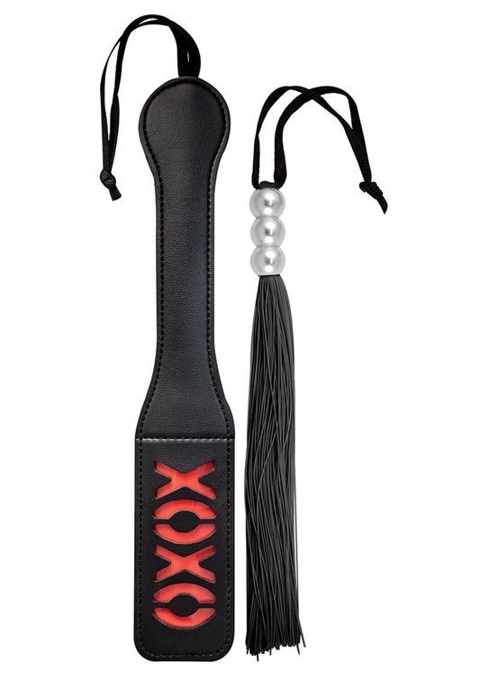 Dominant Submissive Collection Paddle and Whip - Black - Set