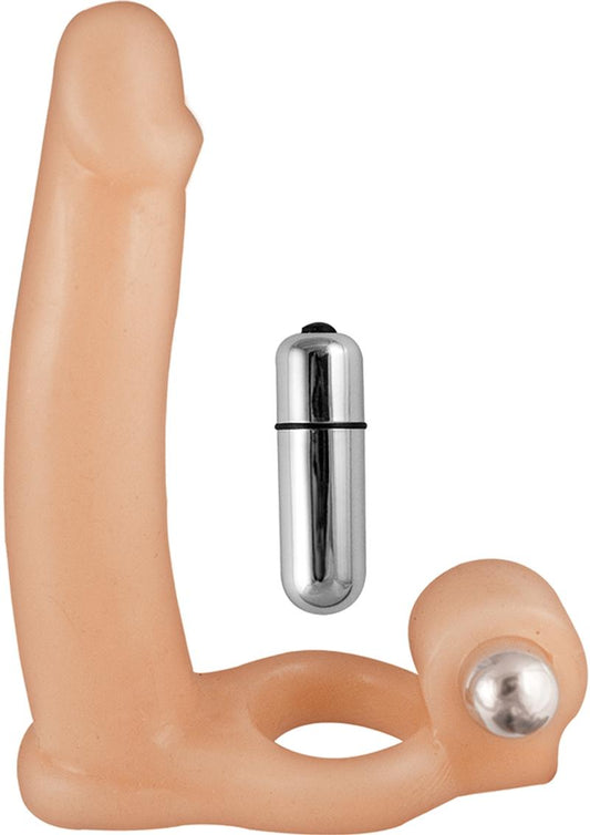 Double Penetrator Dream Vibrating Cock Ring - Flesh/Vanilla