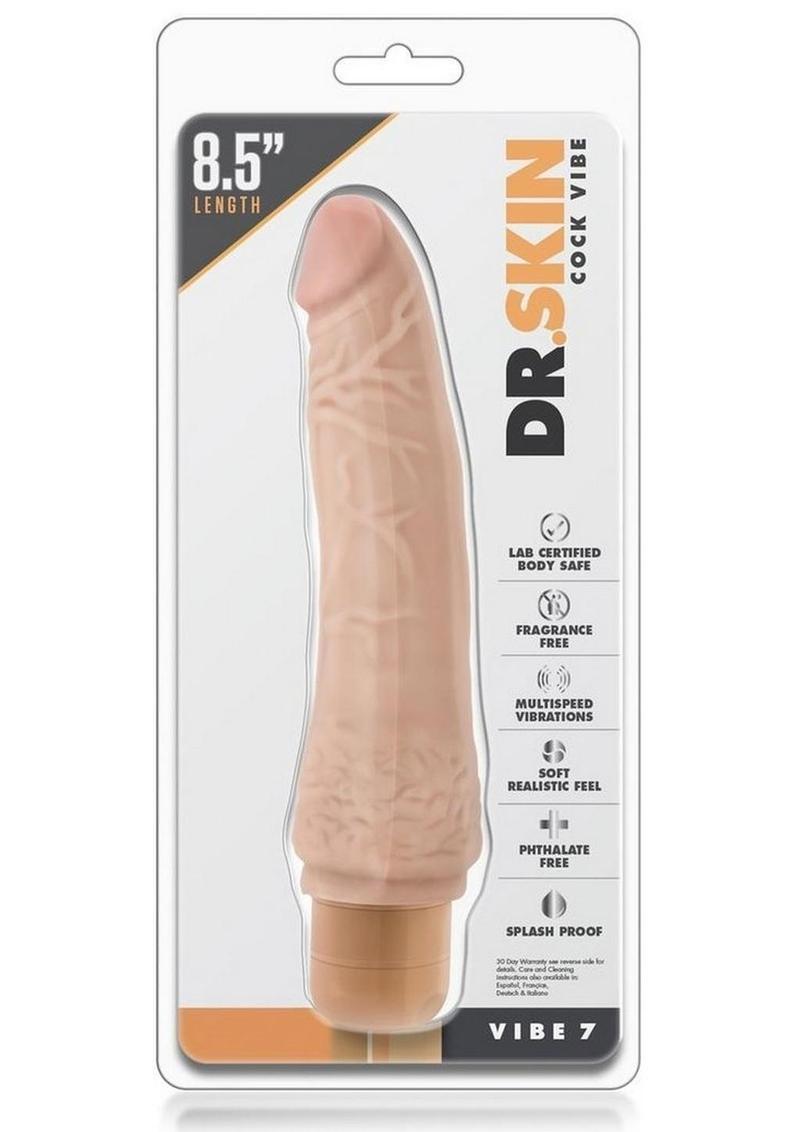 Dr. Skin Cock Vibe 7 Vibrating Dildo - Vanilla - 8.5in