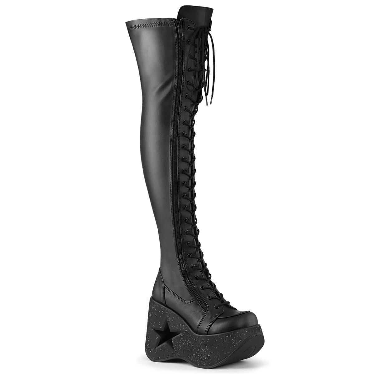 5" Wedge Thigh High Wedge Cut out Star Boots