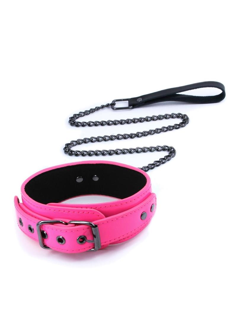 Electra Play Things Pu Leather Collar and Leash - Pink
