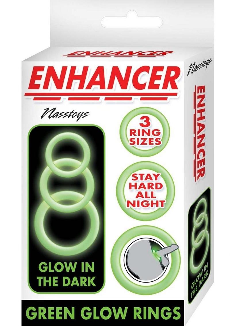 Enhancer Glow Rings Silicone Cockring - Glow In The Dark/Green