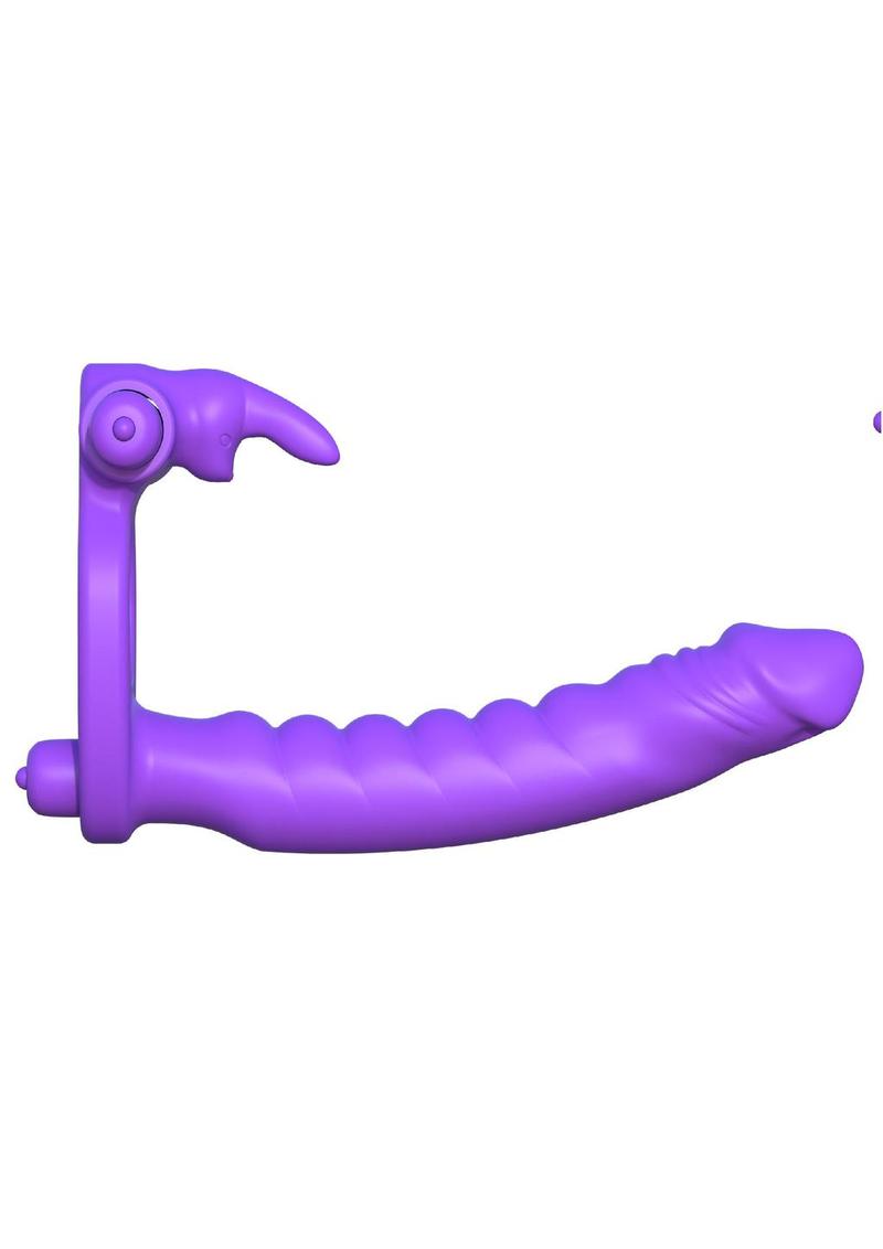 Fantasy C-Ringz Silicone Double Penetrator Rabbit Cock Ring - Purple