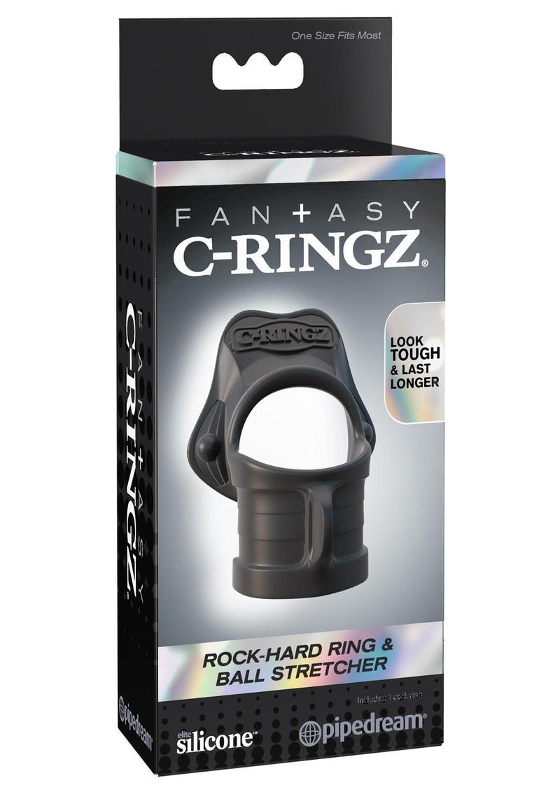 Fantasy C-Ringz Silicone Rock Hard Cock Ring and Ball-Stretcher - Black