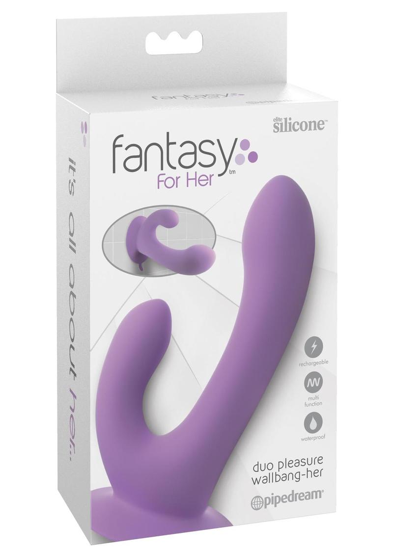 Fantasy For Her Duopleasure Wallbang Her Silicone Rechargeable Waterproof - Purple