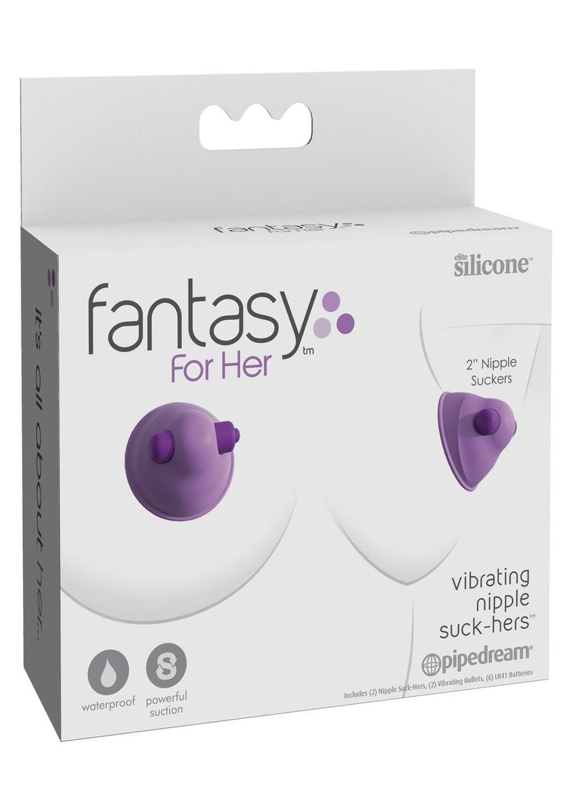 Fantasy For Her Silicone Vibrating Nipple Suck Hers Waterproof - Purple - 2in