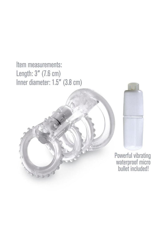 Fantasy X-Tensions Vibrating Cock Cage Waterproof - Clear - 3in