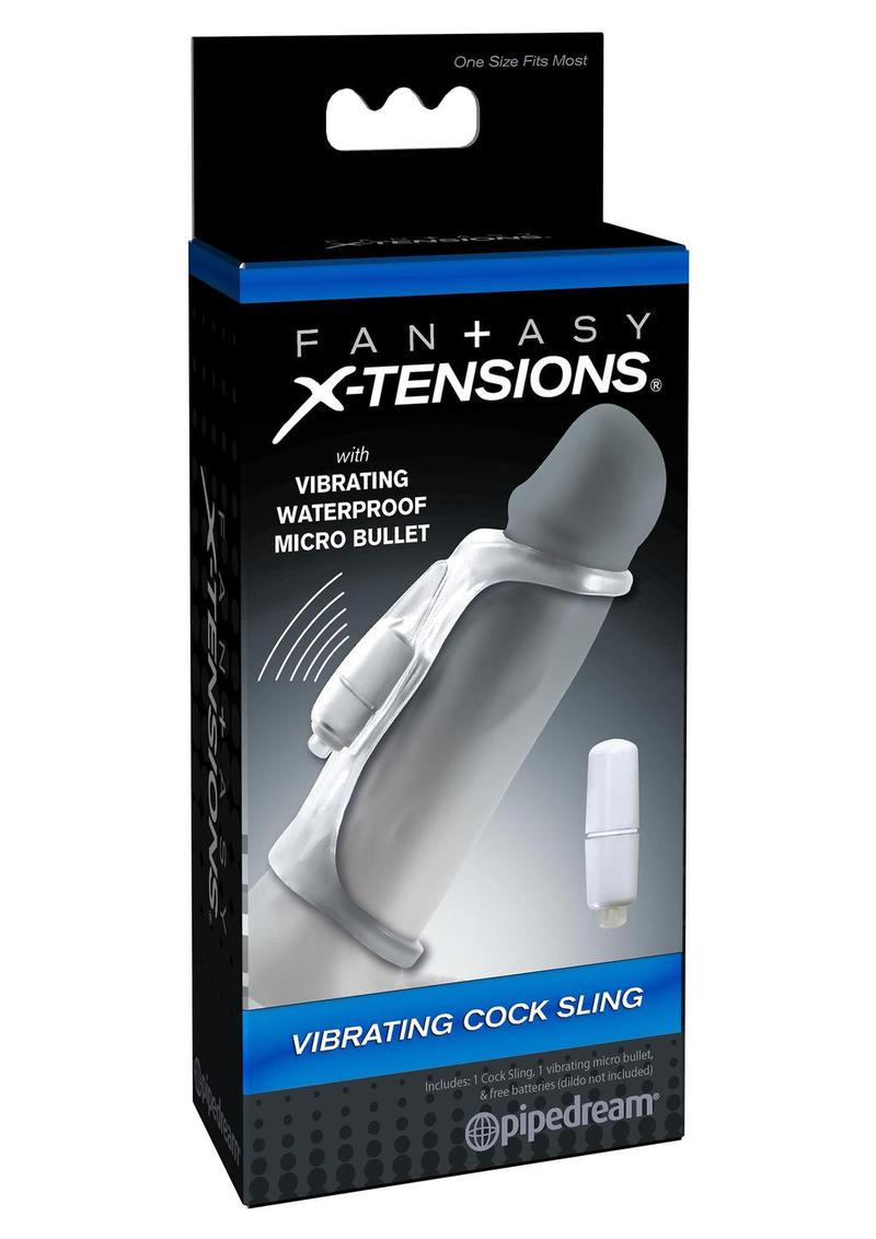 Fantasy X-Tensions Vibrating Cock Sling Sleeve Waterproof - Clear - 5.5in