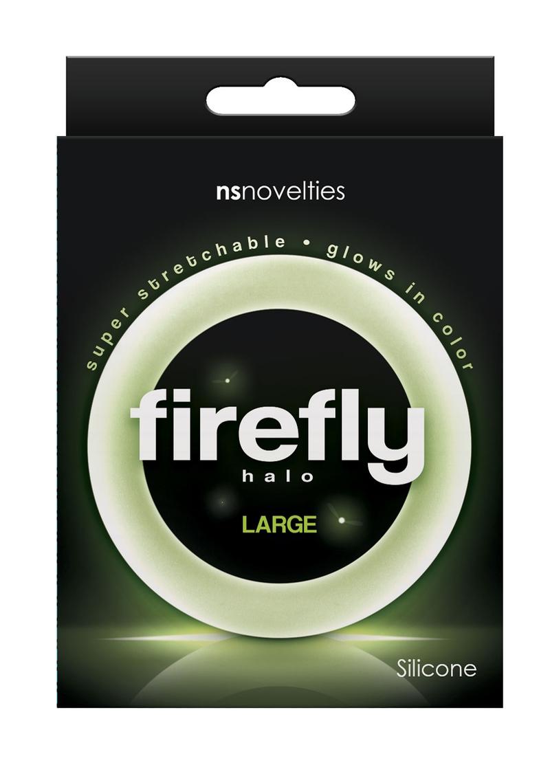 Firefly Halo Large Silicone Cock Ring - Clear/Glow In The Dark - Large