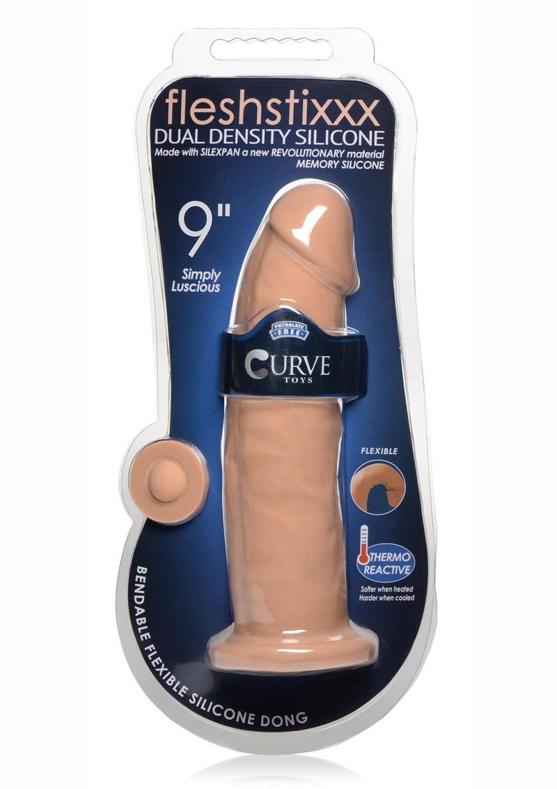 Fleshstixxx Dual Density Silicone Bendable Dong - Caramel - 9in