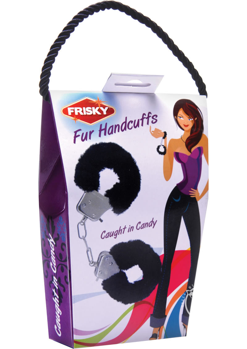 Frisky Caught In Candy Black Furry Cuffs - Black