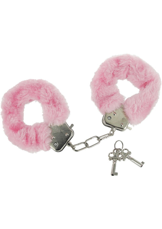 Frisky Caught In Candy Pink Furry Cuffs - Metal/Pink