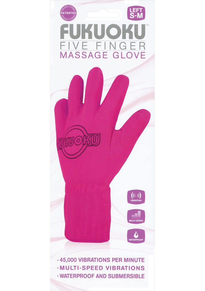 Fukuoku Vibrating Massage Glove - Left Hand - Pink - Medium/Small