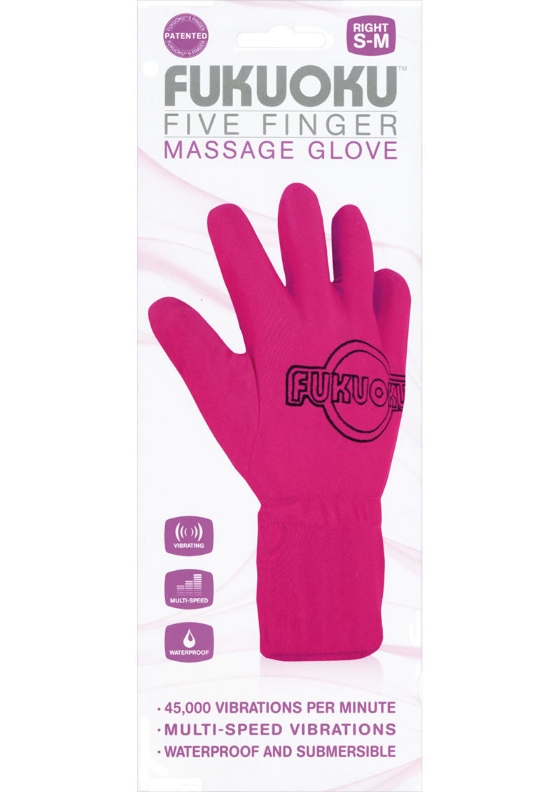 Fukuoku Vibrating Massage Glove - Right Hand - Pink - Medium/Small
