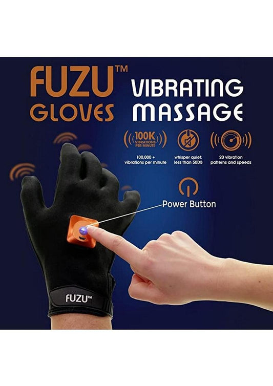 Fuzu Rechargeable Vibrating Massage Gloves - Black