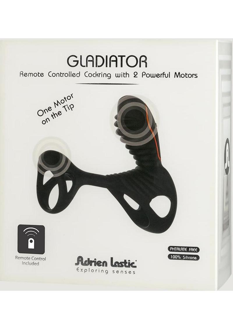Gladiator Rechargeable Silicone Vibrating Cock Ring with Remote Control - Black/Red