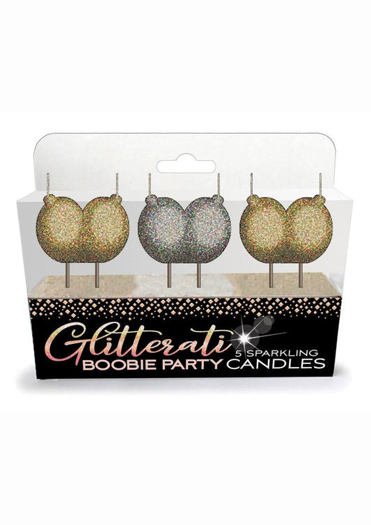 Glitterati Boobie Party Candles - Black/Gold - 5 Per Set