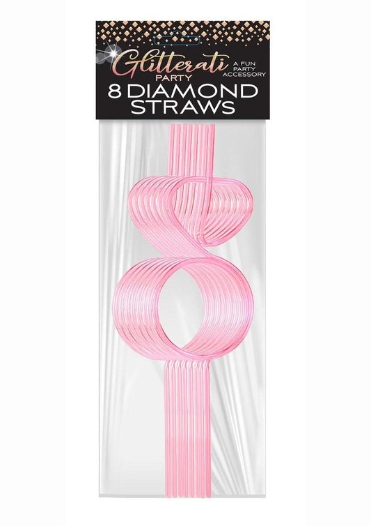 Glitterati Diamond Straws - Pink/Rose Gold - 8 Per Pack