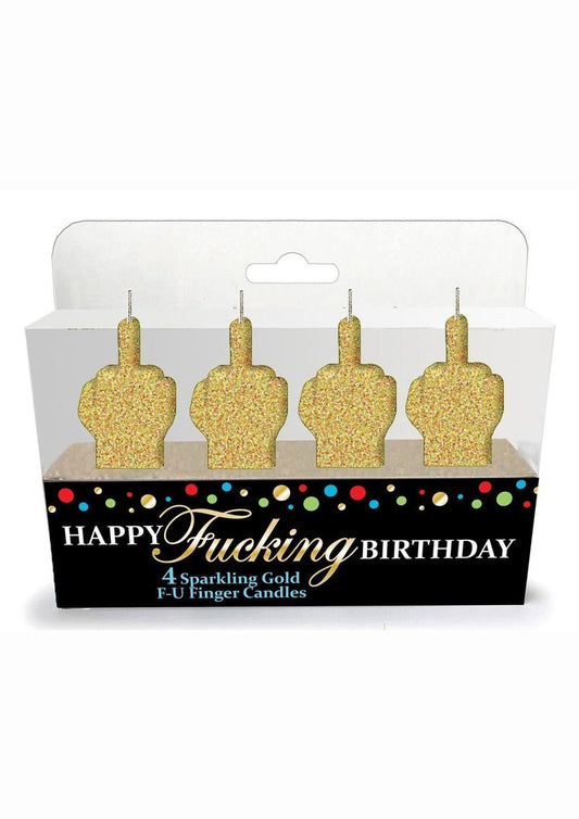Happy F'n Birthday Fu Candles - Gold - 4 Per Set