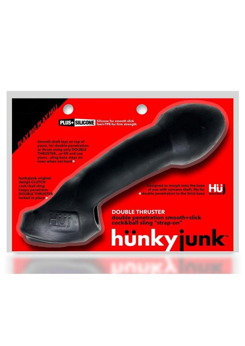 Hunkyjunk Double Thruster Textured Double Penetrator Sling - Black/Tar Ice Black