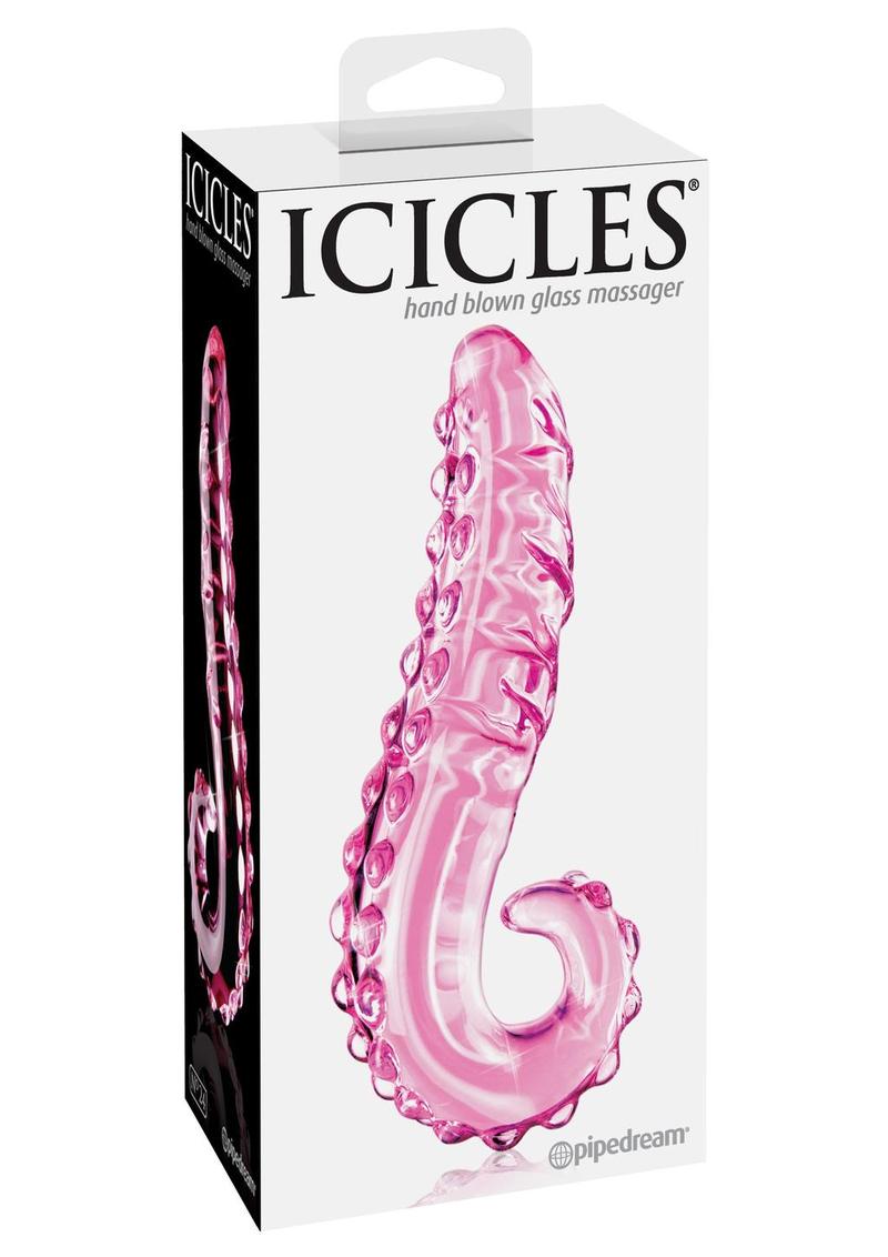 Icicles No. 24 Textured Glass Dildo - Pink