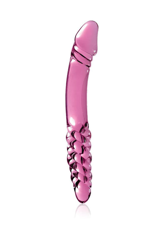 Icicles No. 57 Double-Sided Textured Glass Dildo - Pink - 9in