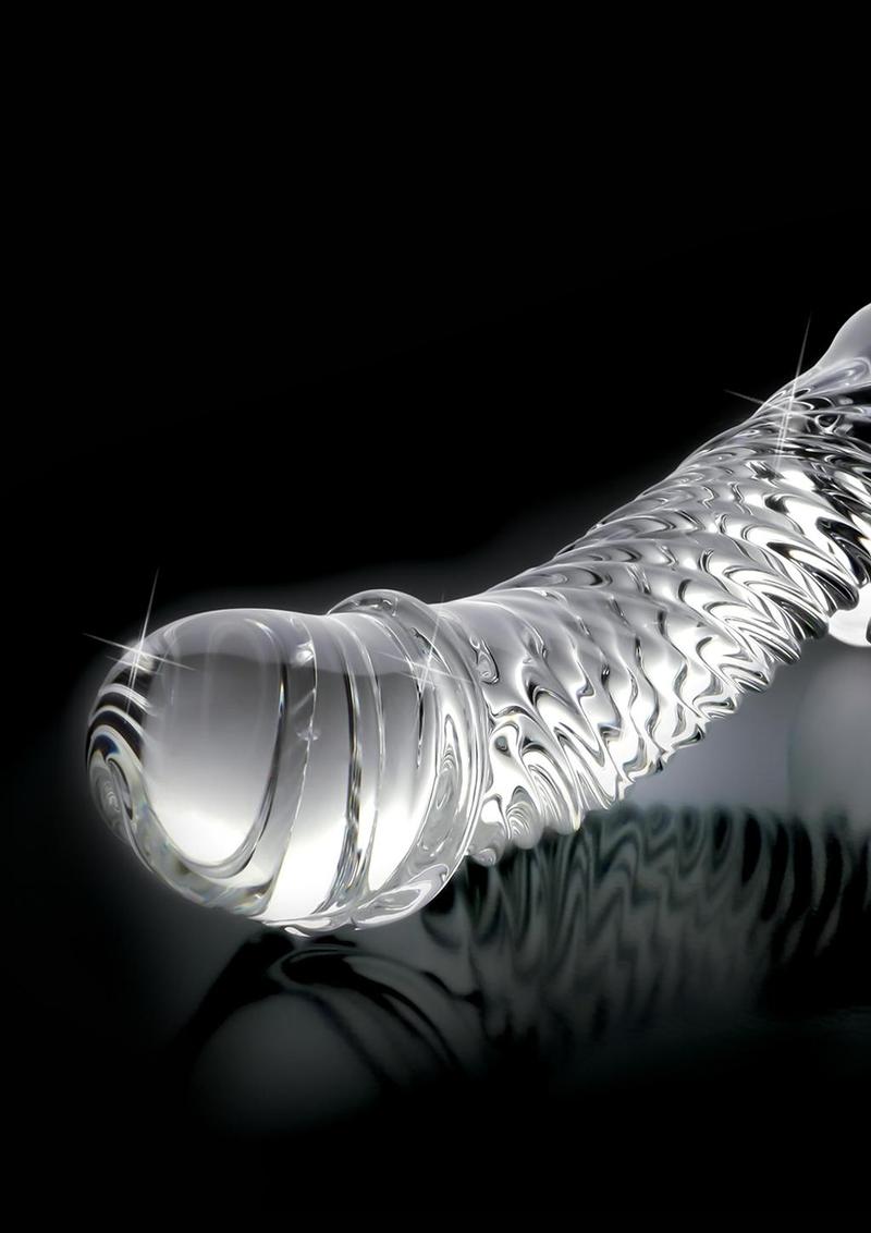 Icicles No. 61 Textured Glass G-Spot Dildo with Balls