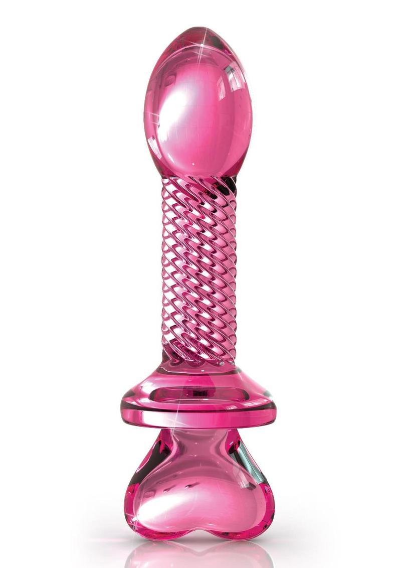Icicles No. 82 Textured Glass Juicer Anal Probe with Heart Shaped Handle