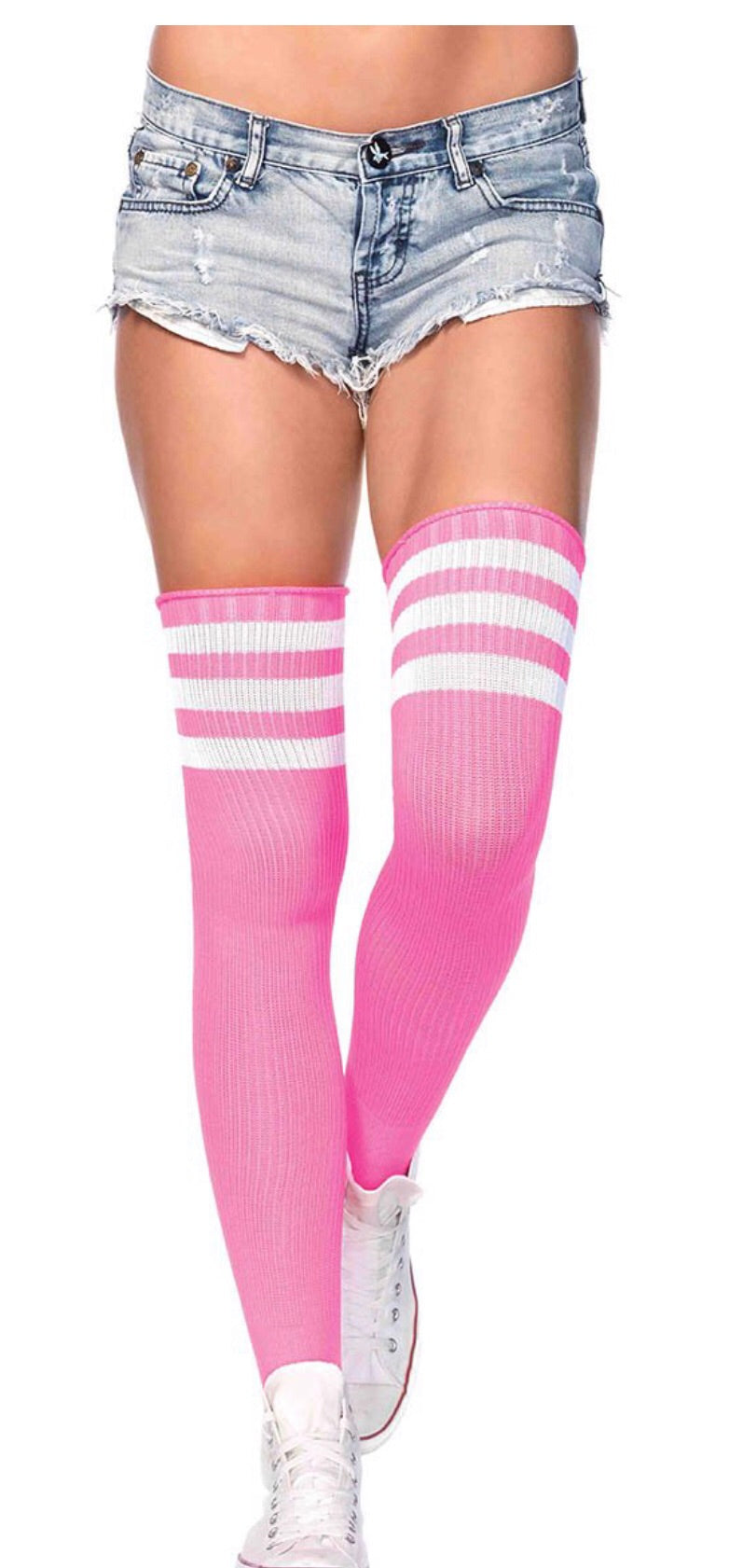 Athletic Knee High Stockings Neon Pink