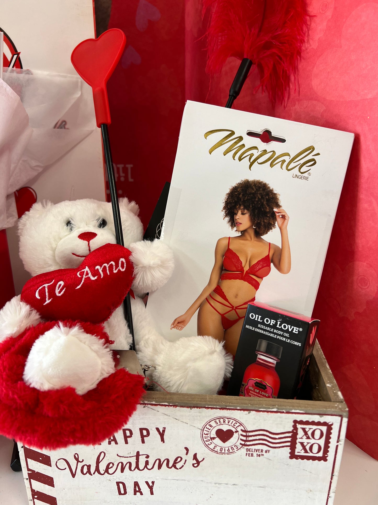 Sexy Red Valentine's Lingerie Gift Basket