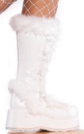 Platform White Furry Boots