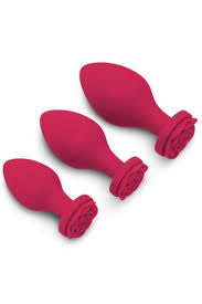 Butt Plug with Roses 3 Size set