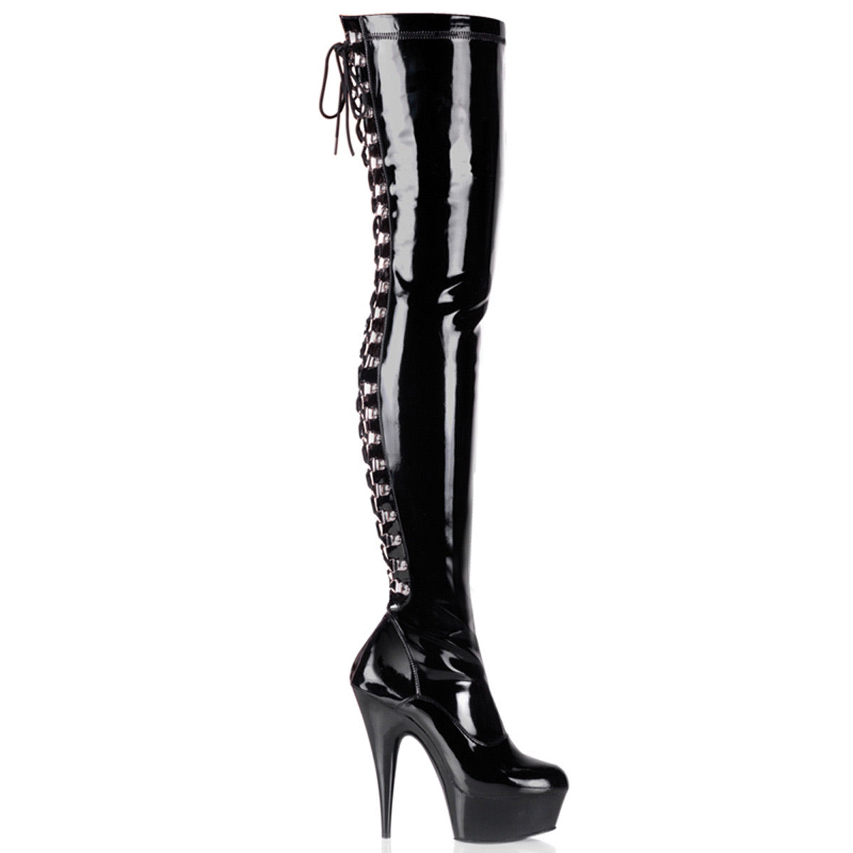 Lace Up Thigh High Boots 6 inches DEL3063