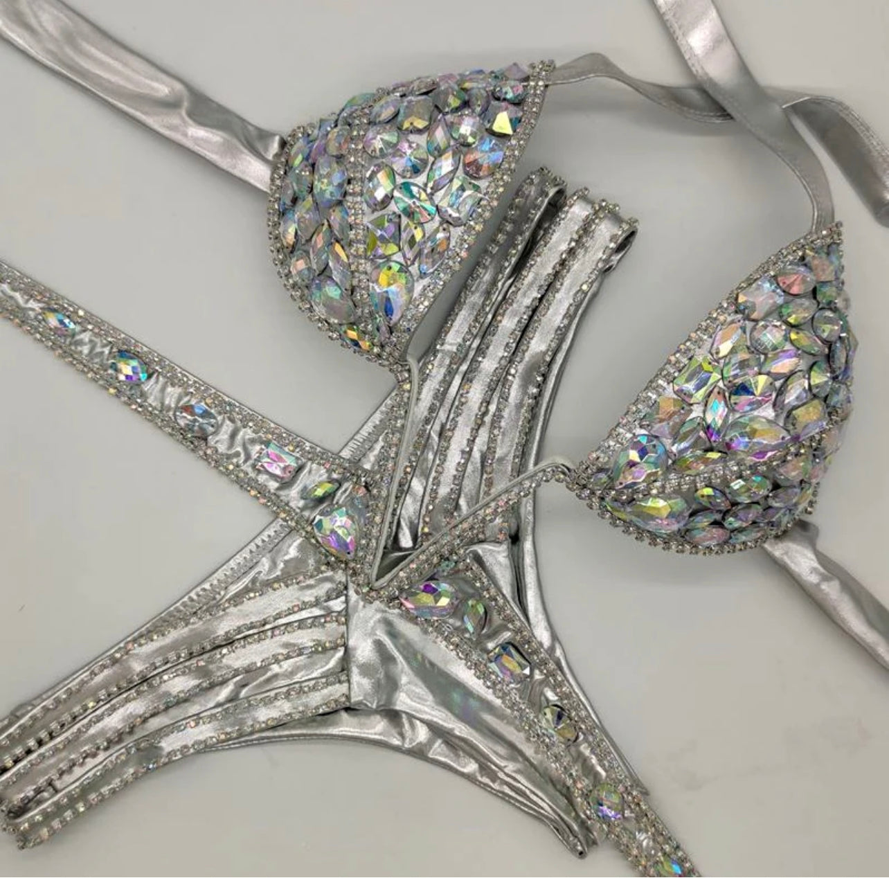 Jeweled Bling Silver Bikini