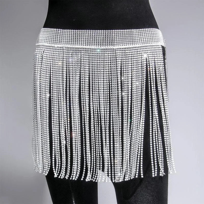 Rhinestone Fringe Skirt many colors