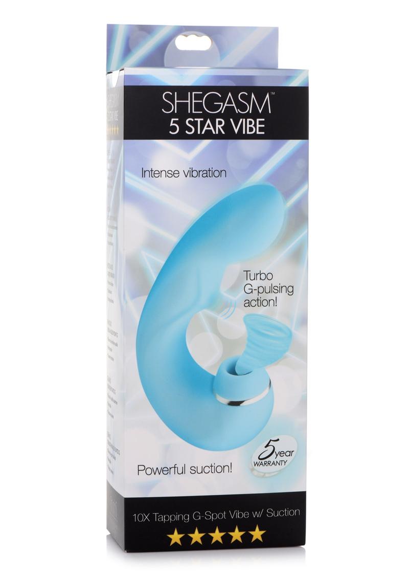 Inmi Shegasm 5 Star Tapping Silicone Rechargeable G-Spot Vibrator with Suction - Teal