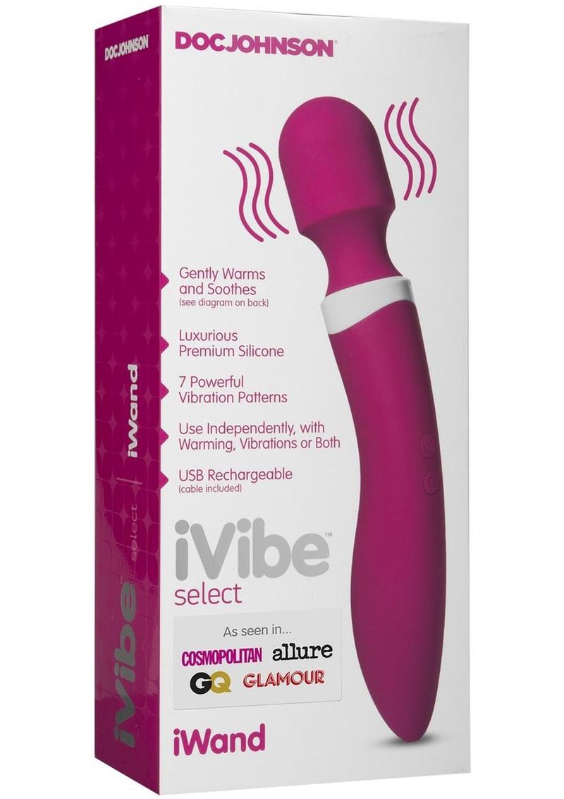 iVibe Select Silicone iWand USB Rechargeable Vibrator Waterproof - Pink - 10in