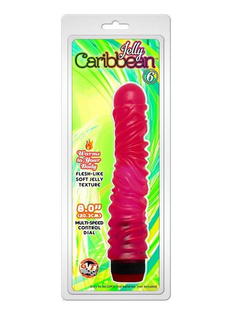 Jelly Caribbean Number 6 Vibrator - Purple/Red - 8in