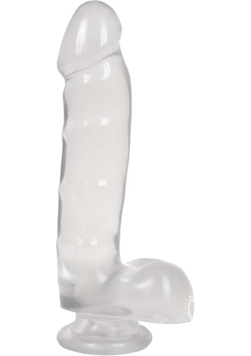 Jelly Jewels Dildo with Balls - Clear - 6in