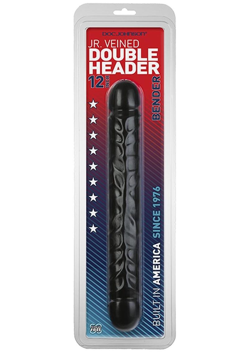 Jr. Veined Double Header Bender Dildo - Black - 12in