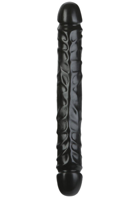 Jr. Veined Double Header Dildo - Black - 12in