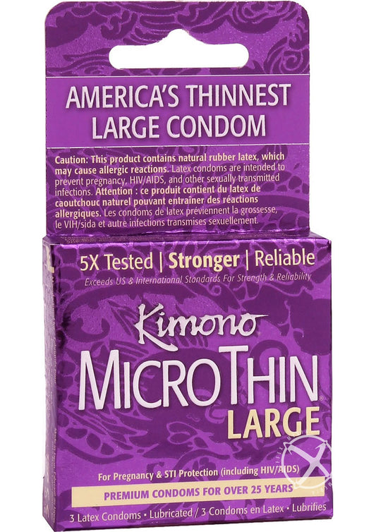 Kimono Microthin Large Condoms - Large - 3 Pack