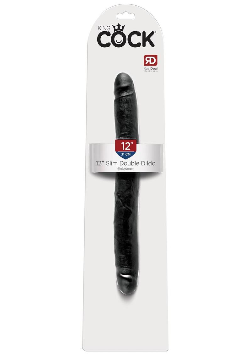 King Cock Slim Double Dildo - Black - 12in