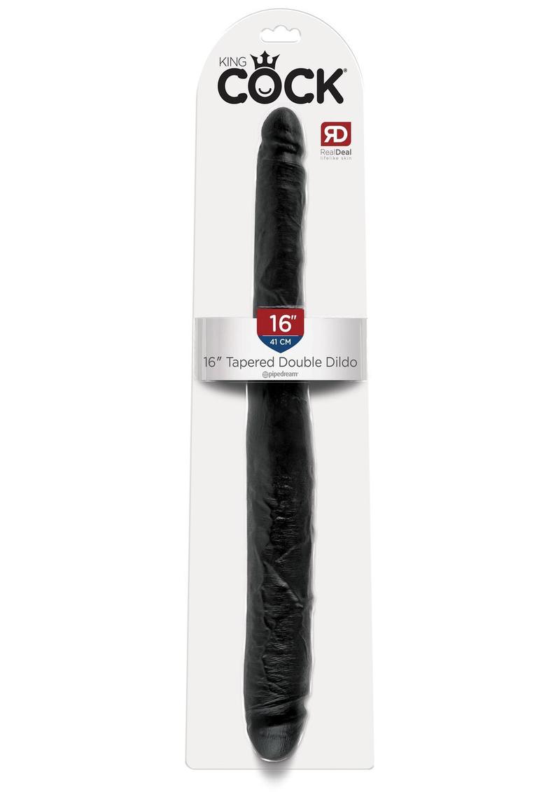 King Cock Tapered Double Dildo - Black/Flesh - 16in