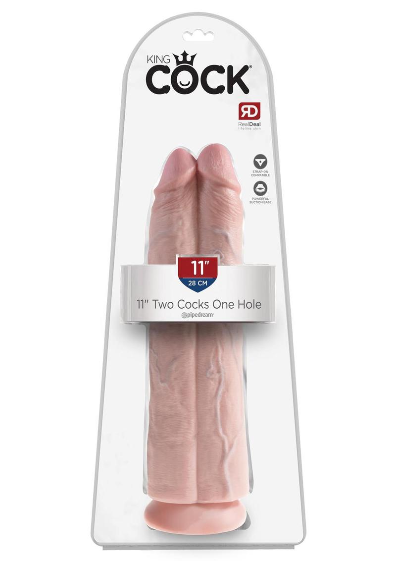 King Cock Two Cocks One Hole Dildo - Vanilla - 11in