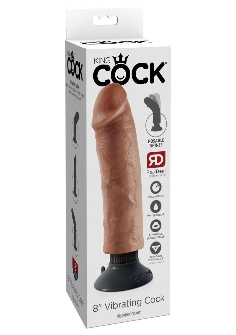 King Cock Vibrating Dildo - Caramel/Tan - 8in