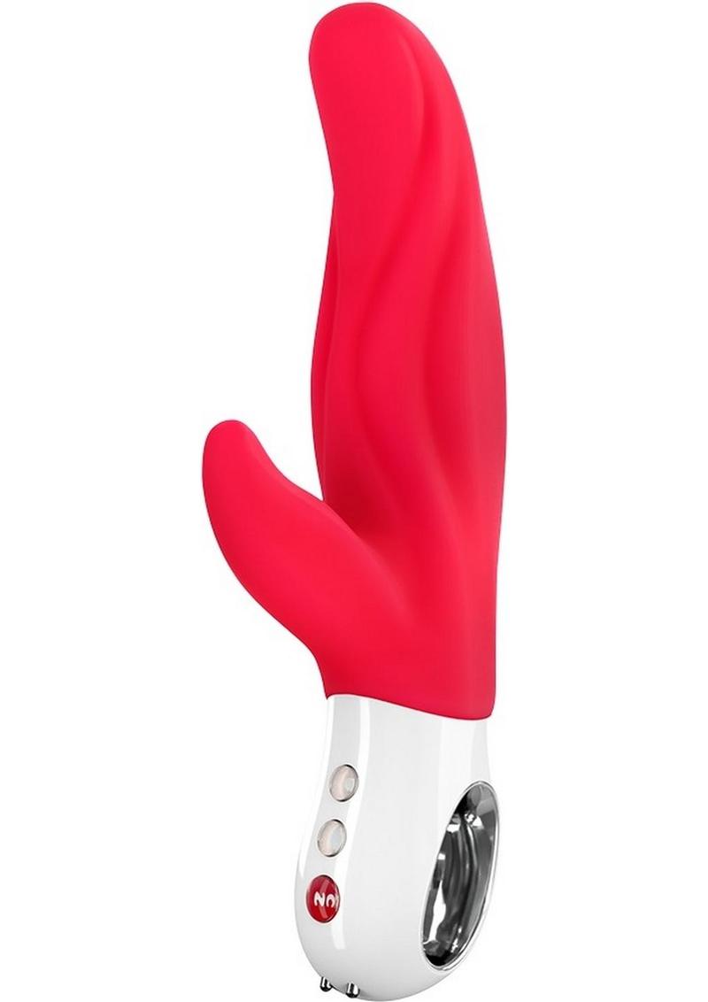 Lady Bi Silicone Vibrator with Clitoral Stimulator - India - Red